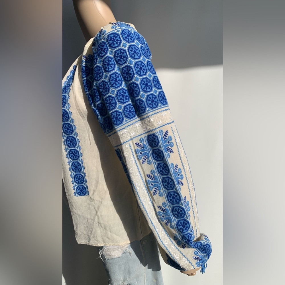 Antique Hungarian Heavily Embroidered Blouse - image 7